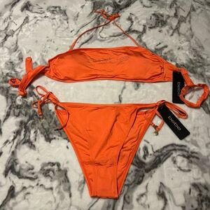 orange rhinestone bebe bikini